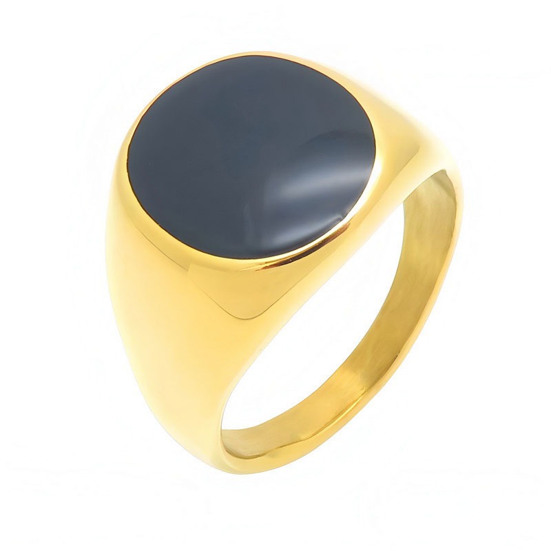 Kemstone Black Resin Signet Ring for Men Titanium Steel KR116511-KFC