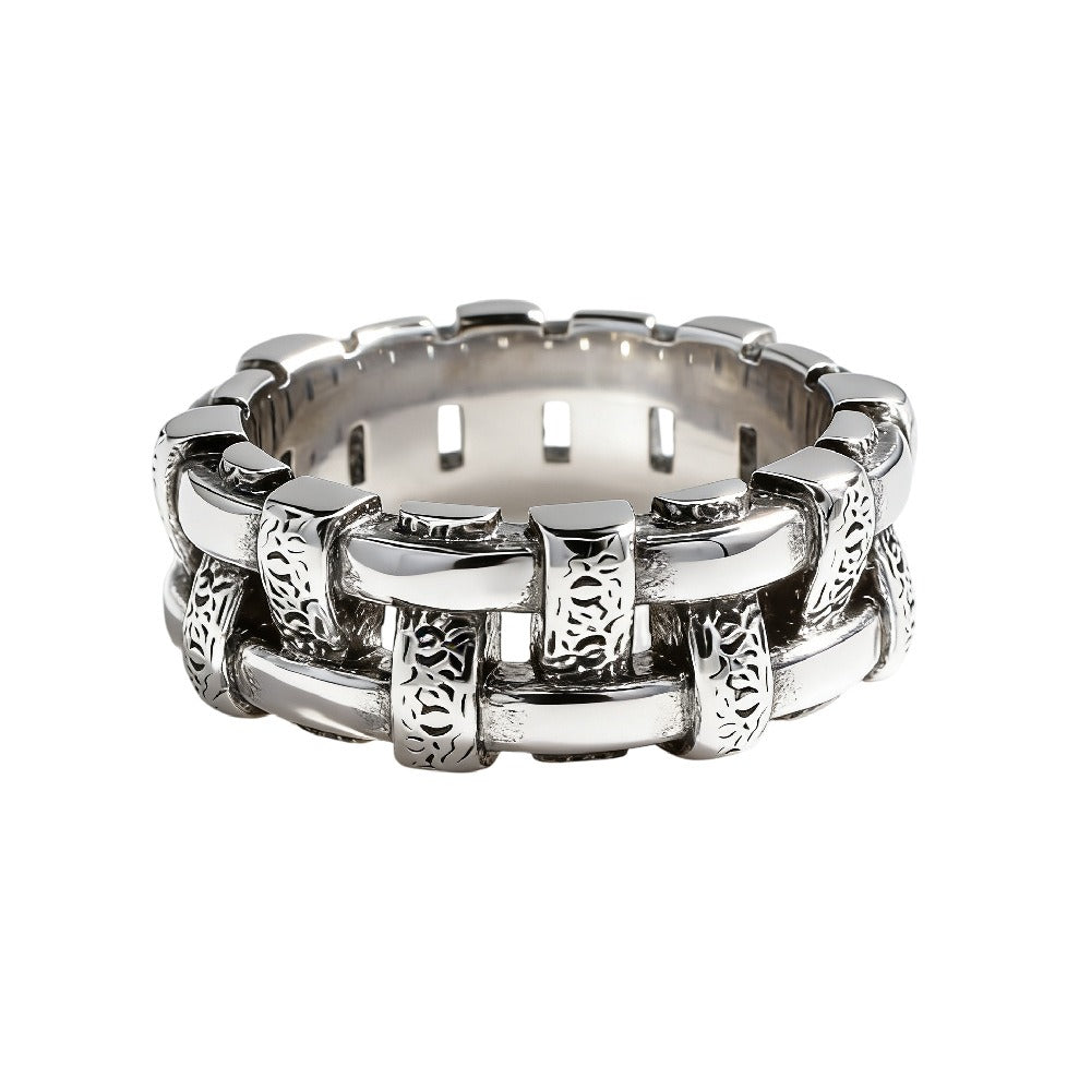 Kemston Titanium Steel Braided Ring for Men Vintage Gothic Band Style R1669