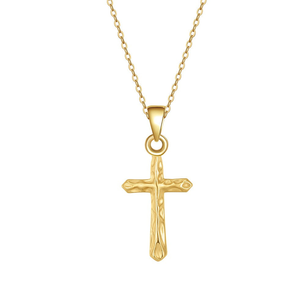 Kemstone 925 Sterling Silver Cross Pendant Necklace for Women Minimal Gold Clavicle Chain GAN02