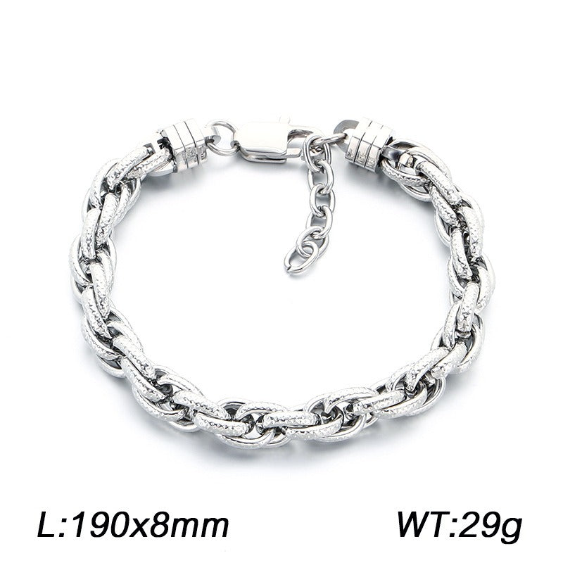 Kemstone Textured Braided Chain Bracelet for Men Titanium Steel Twisted Link KB214674-KFC
