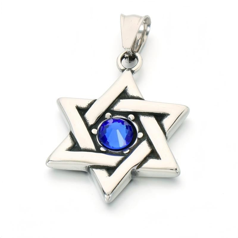 Kemstone Viking Rune Sun Pendant Necklace for Men Stainless Steel Nordic Hexagram Symbol KP118554-LU