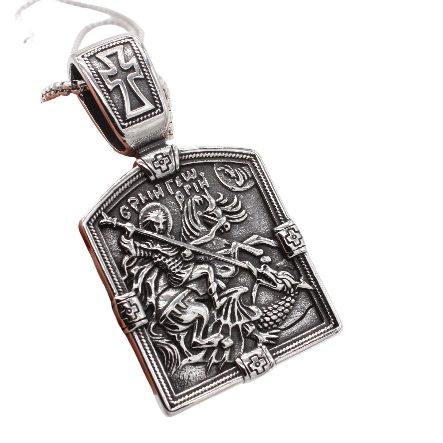 Kemstone Stainless Steel Knight Cross Pendant – Gothic Shield for Men P1498