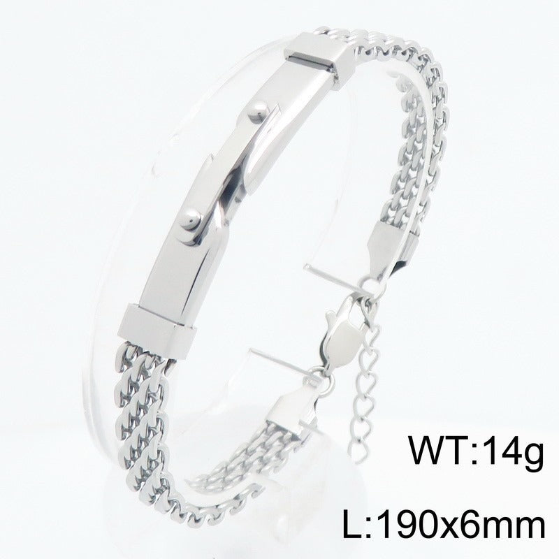 Kemstone Titanium Steel Woven Chain Bracelet for Men Curved Plate KB213344-KFC