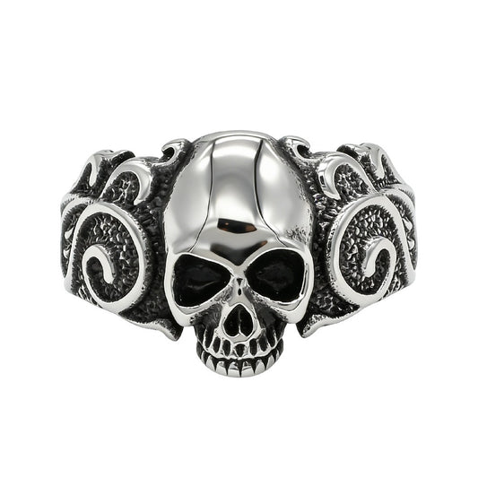 Kemstone Skull Ring for Men Stainless Steel Vintage Engraved Detail R1983
