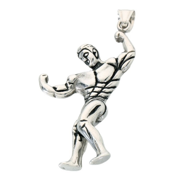 Kemstone Stainless Steel Muscle Man Pendant Necklace for Men Vintage Bodybuilding KP118622-LU