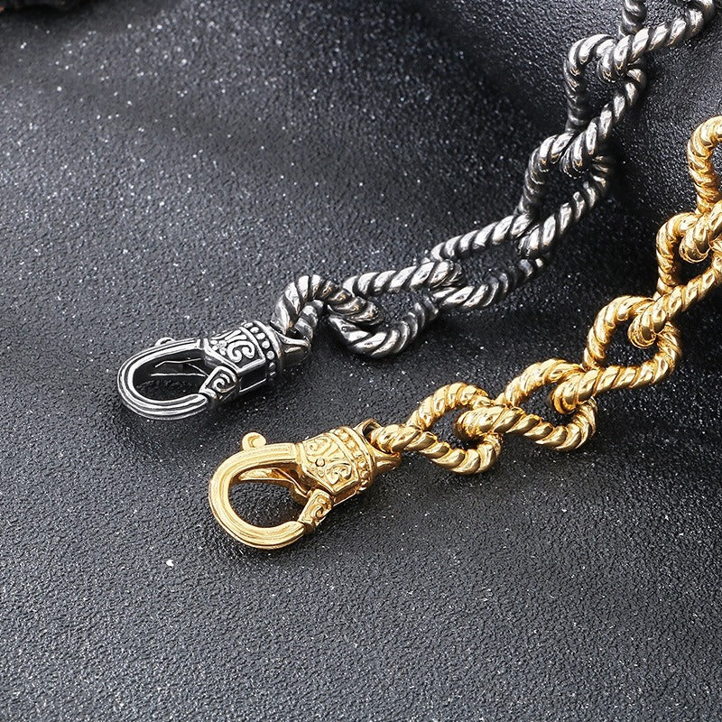 Kemstone Titanium Steel Twisted Rope Chain Bracelet for Men – Vintage Punk KB184819-KJX