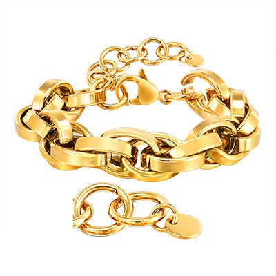 Pulsera de cadena gruesa estilo hip-hop para mujer: pieza llamativa y moderna en oro con geometría minimalista BR-961