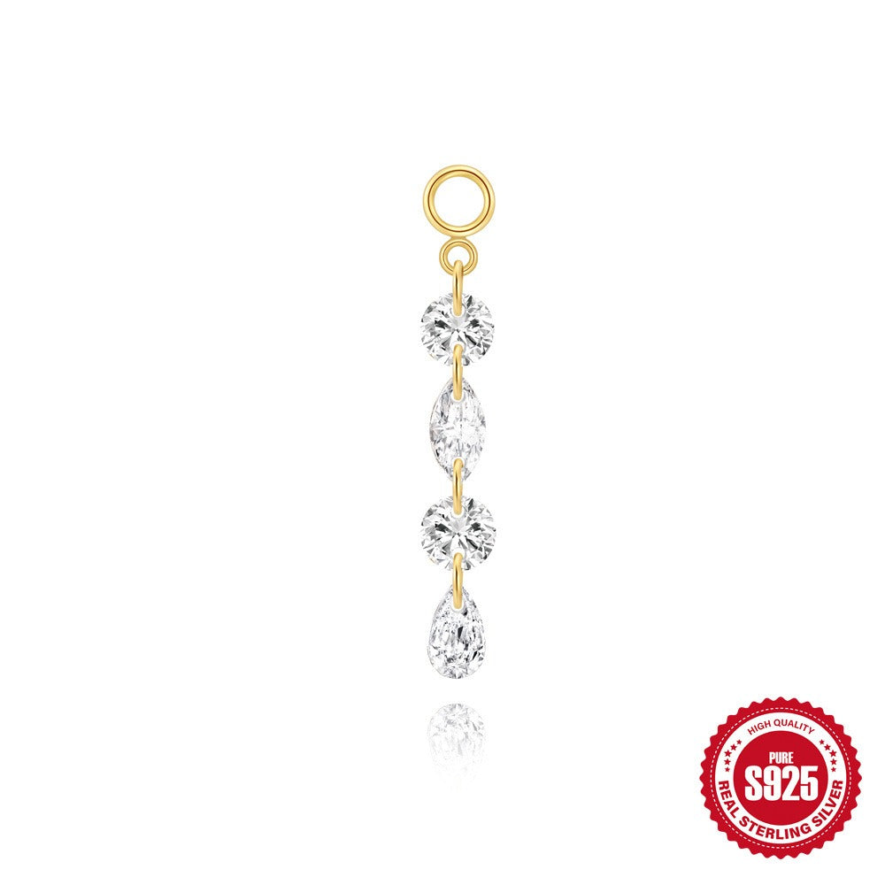 Kemstone S925 Sterling Silver Cubic Zirconia Tassel Ear Chain for Women,Dangle Cartilage Hoop Jewelry 60265475190C