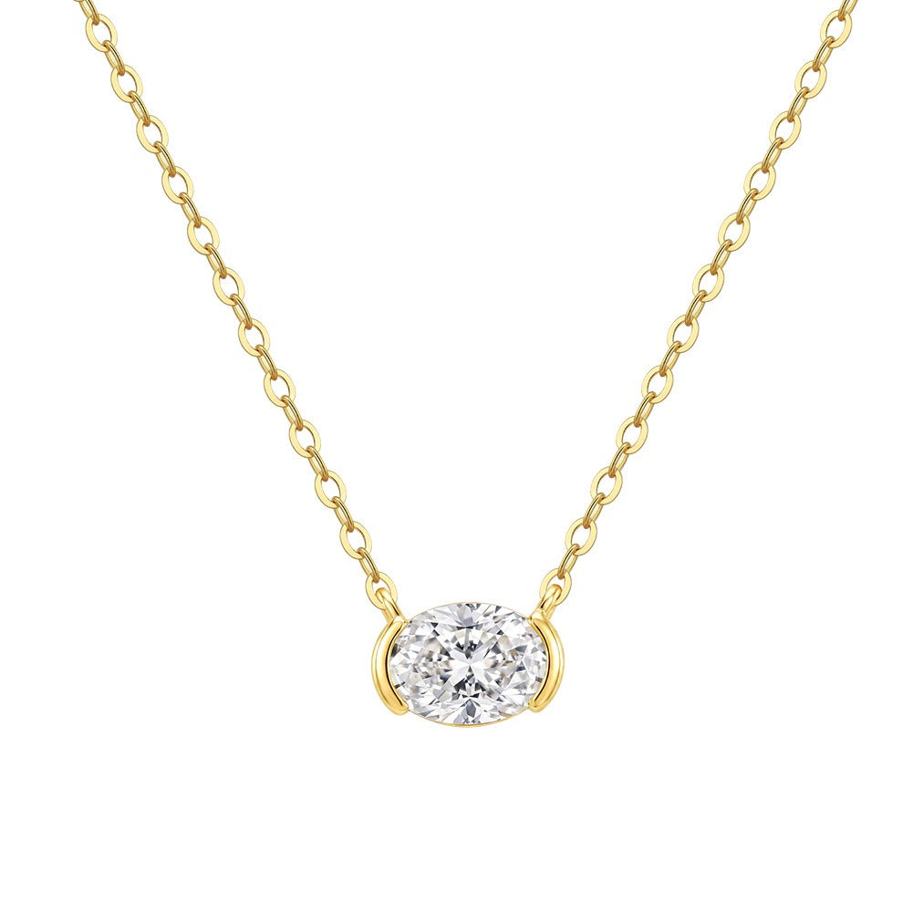 Kemstone 1CT Oval Moissanite Necklace for Women 925 Sterling Silver Pendant SMON28