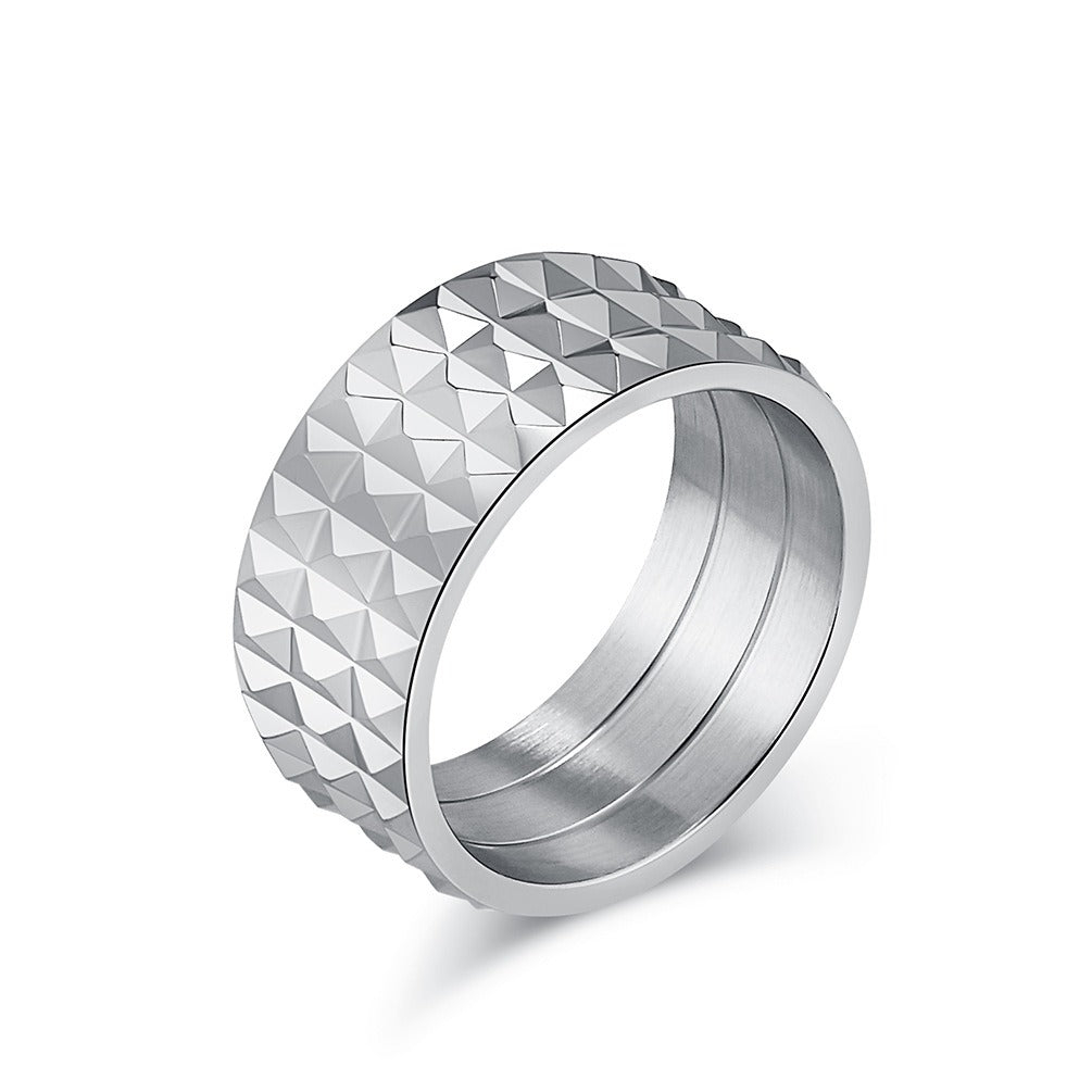 Kemstone Faceted Geometric Ring for Men & Women Stainless Steel K-R851