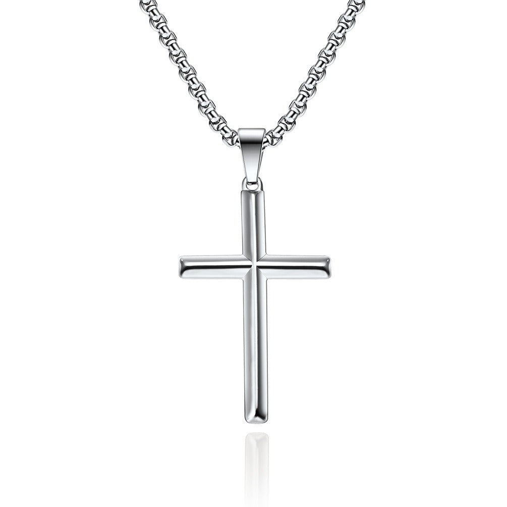 Kemstone Stainless Steel Diamond-Cut Cross Pendant Necklace for Men K-PT391
