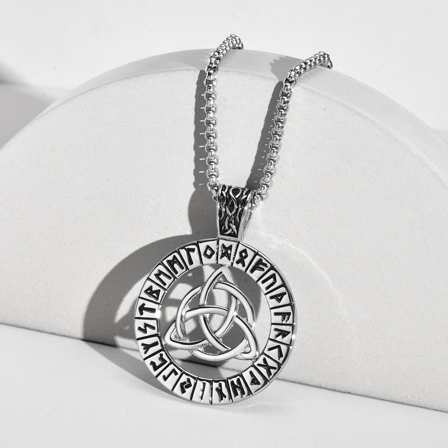 Kemstone Stainless Steel Celtic Knot Rune Pendant Necklace for Men PN-1629