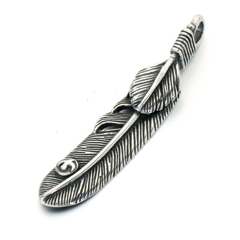 Kemstone Feather Wing Pendant Necklace for Men Stainless Steel Vintage Style KP118543-LU
