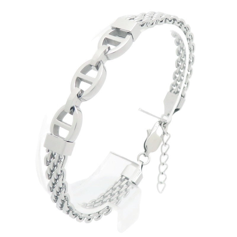 Kemstone Titanium Steel Curved Link Mesh Bracelet for Men Adjustable KB213297-KFC