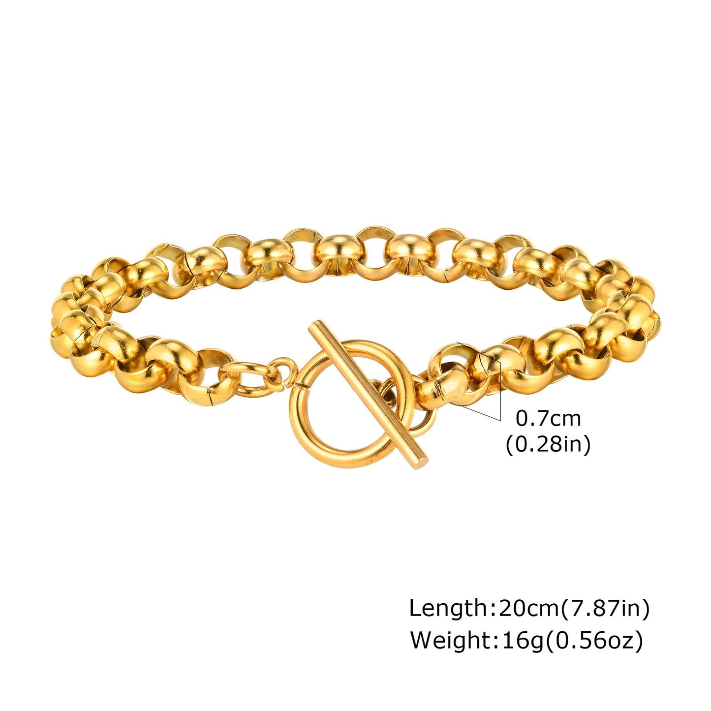 Elegant Adjustable Gold-Tone Stainless Steel Round Pearl Chain Bracelet with Secure OT Clasp – Minimalist Women's Jewelry for Everyday Glam BR2105