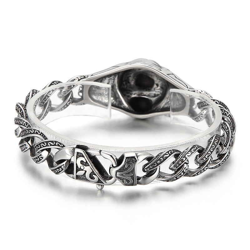 Kemstone Titanium Steel Engraved Tiger Head Cuff Bracelet for Men KB152593-KJX