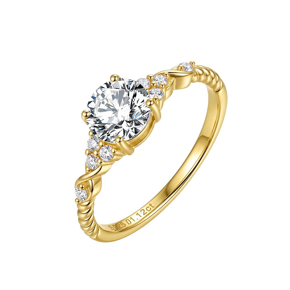 Kemston 1CT Moissanite Ring for Women 925 Sterling Silver Twisted Band SMOR28