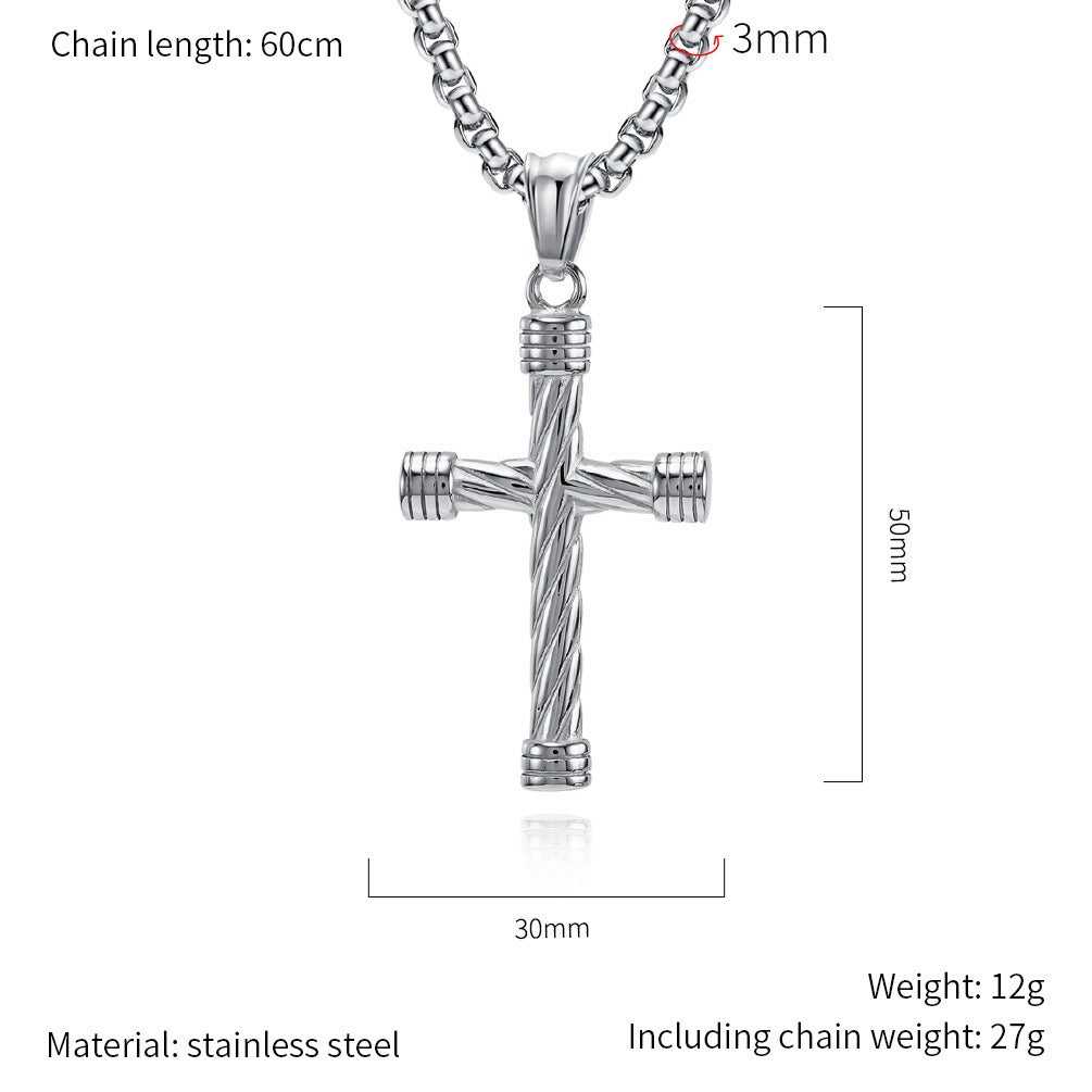 Kemstone Stainless Steel Twisted Cross Pendant Necklace for Men – Punk Style K-PT617