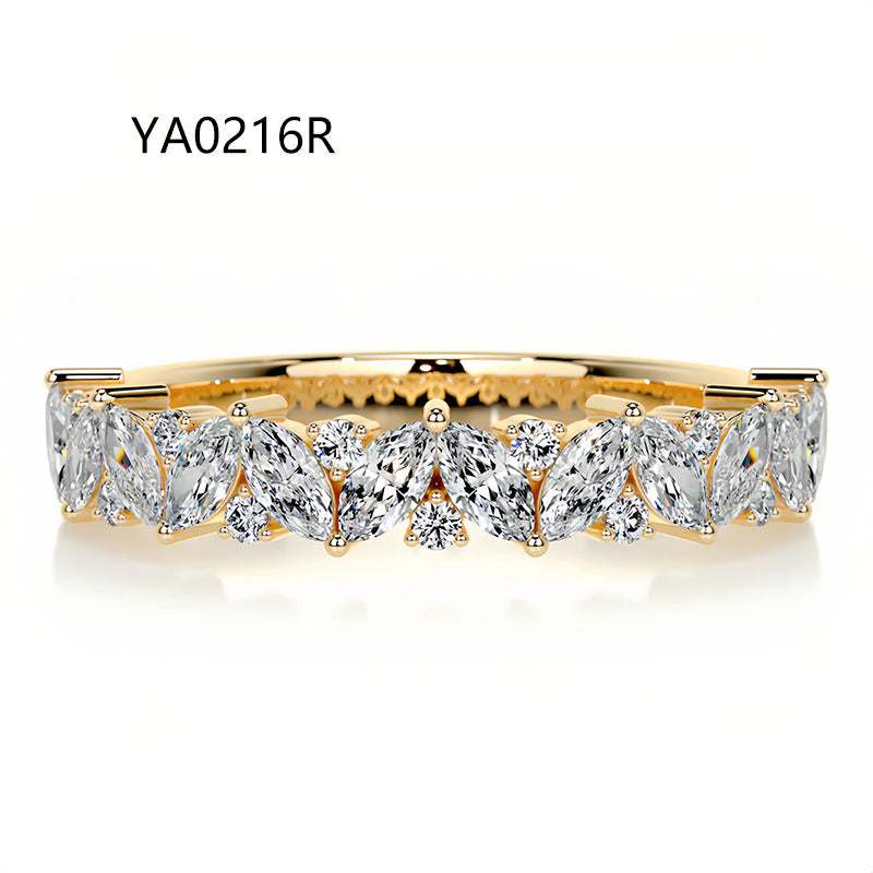Kemstone S925 Gold Moissanite Eternity Band Rings – 9 Styles, D–E Color, VVS Clarity
