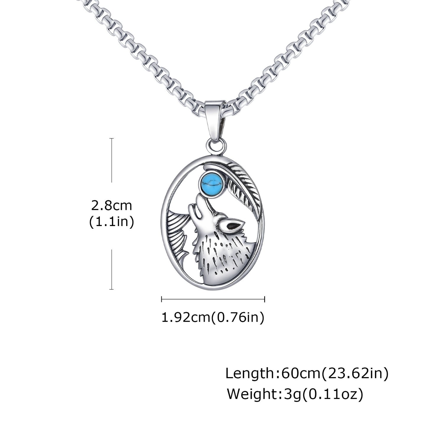 Kemstone Stainless Steel Wolf Head Pendant Necklace for Men Gothic Hip Hop PN-2231