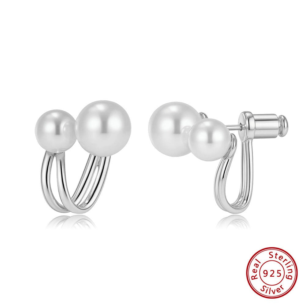 Kemstone 925 Sterling Silver Pearl Stud Earrings for Women PSE05