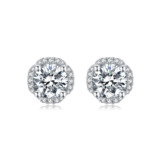 Kemstone 5mm Diamond Stone Statement 925 Sterling Silver Jewelry Stud VVS Moissanite Earrings For Women Wedding,K244282E