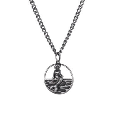 Kemston Nautical Mermaid Pendant Necklace for Men Stainless Steel Vintage Marine Design PN-2378
