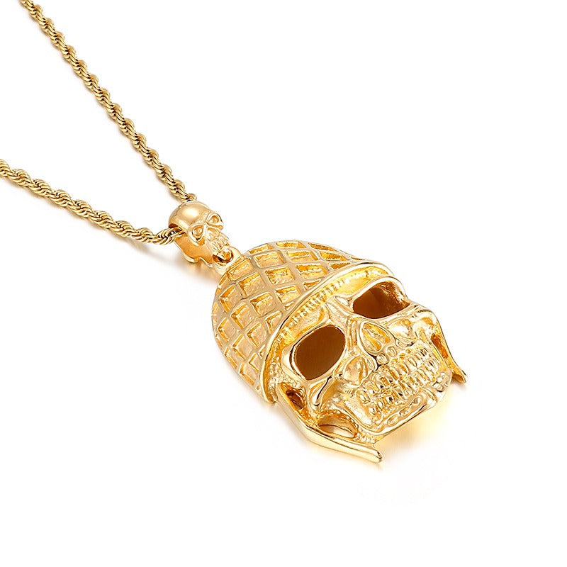 Kemstone Gothic Skull Pendant Necklace for Men – Titanium Steel KP37967-D