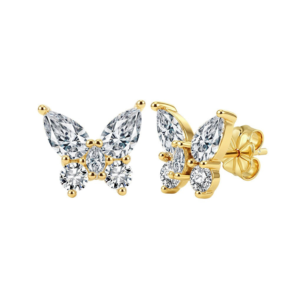 Kemstone 0.35ct Moissanite Butterfly Stud Earrings 925 Sterling Silver Women’s Jewelry SMOE35