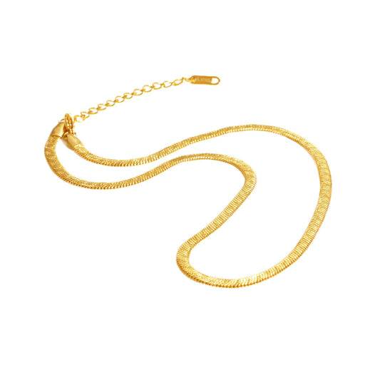 Collar de cadena de acero inoxidable con textura de cuchilla Kemstone Slash: joyería minimalista en tonos dorados para mujer NC-1636