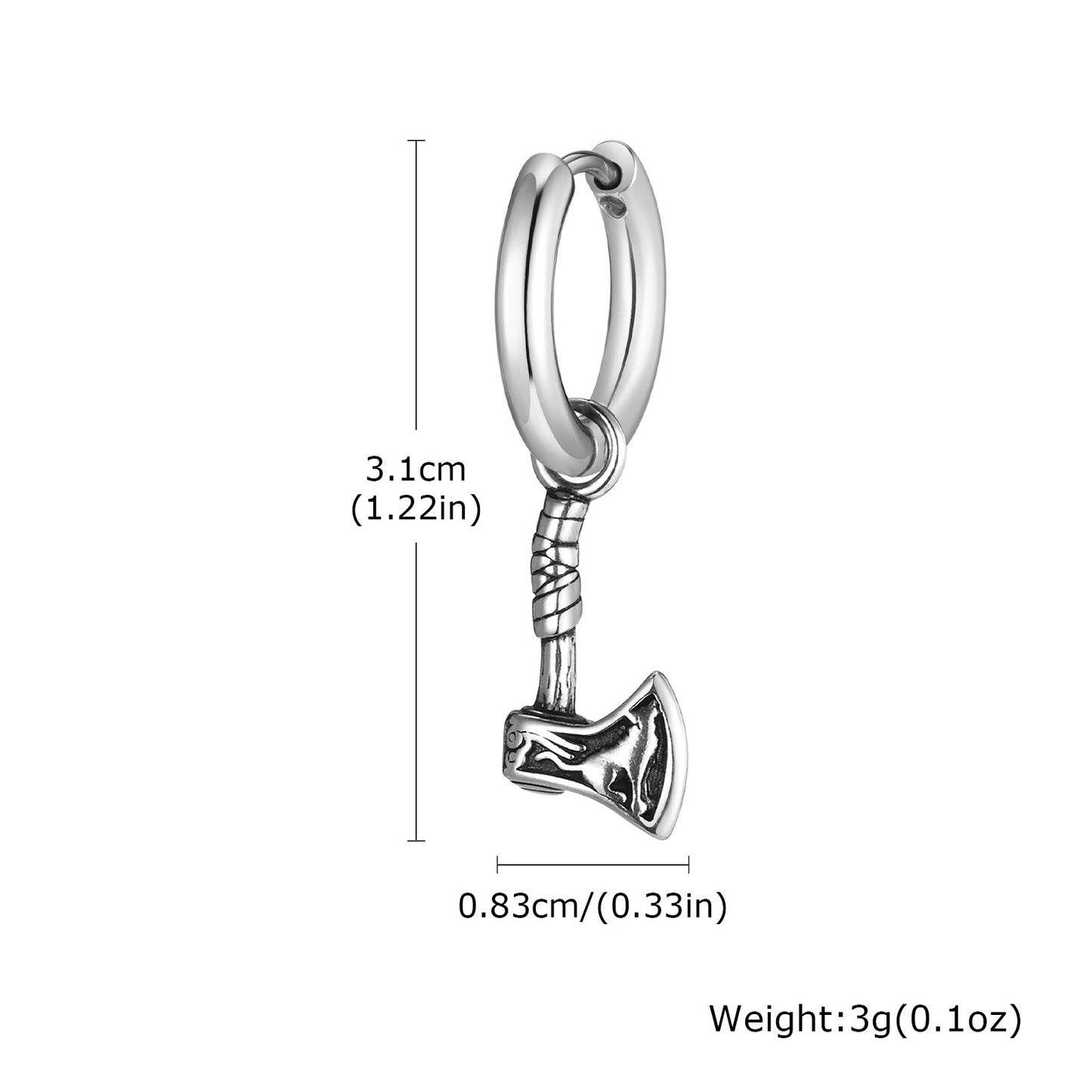 Kemstone Stainless Steel Axe Drop Hoop Earring for Men 770