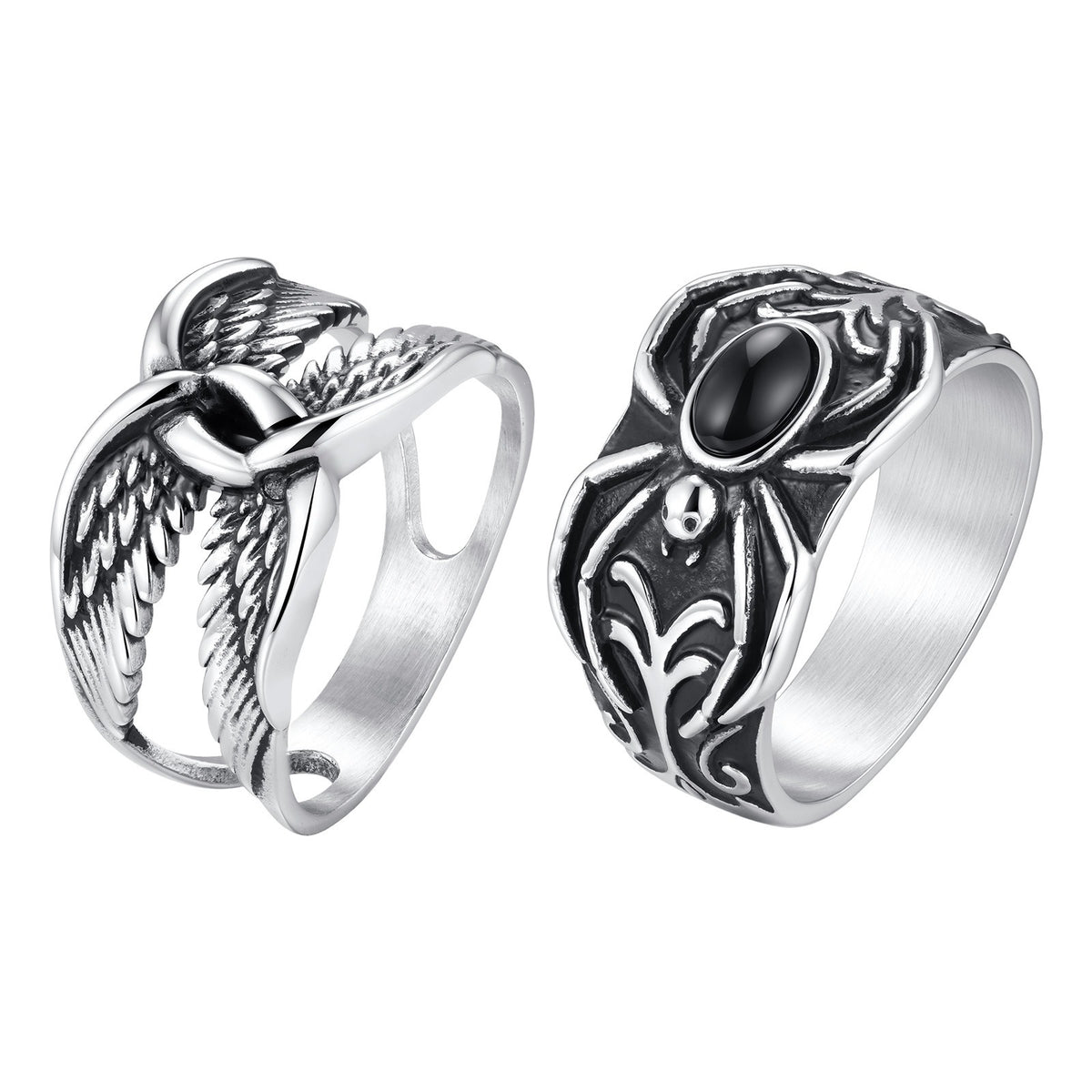 Kemstone Stainless Steel Wing Spider Ring for Men Punk RC-1188