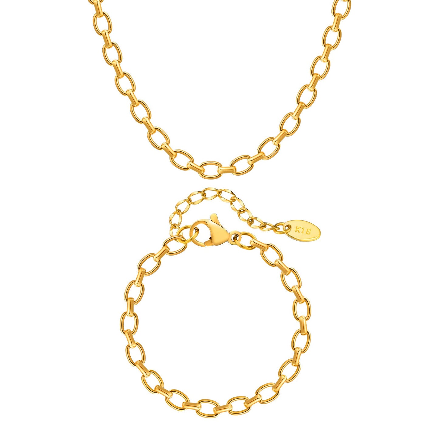 Pulsera Kemstone de acero inoxidable con eslabones, hecha a mano y con un diseño geométrico audaz en un vibrante tono dorado para el día a día de la mujer. BR-2343