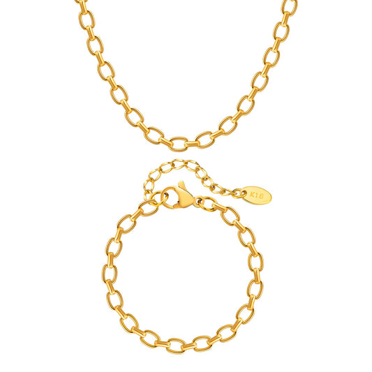 Exaggerated Geometric Handmade Stainless Steel Bracelet — Bold Gold-Tone Statement Jewelry for Modern Women BR-2343