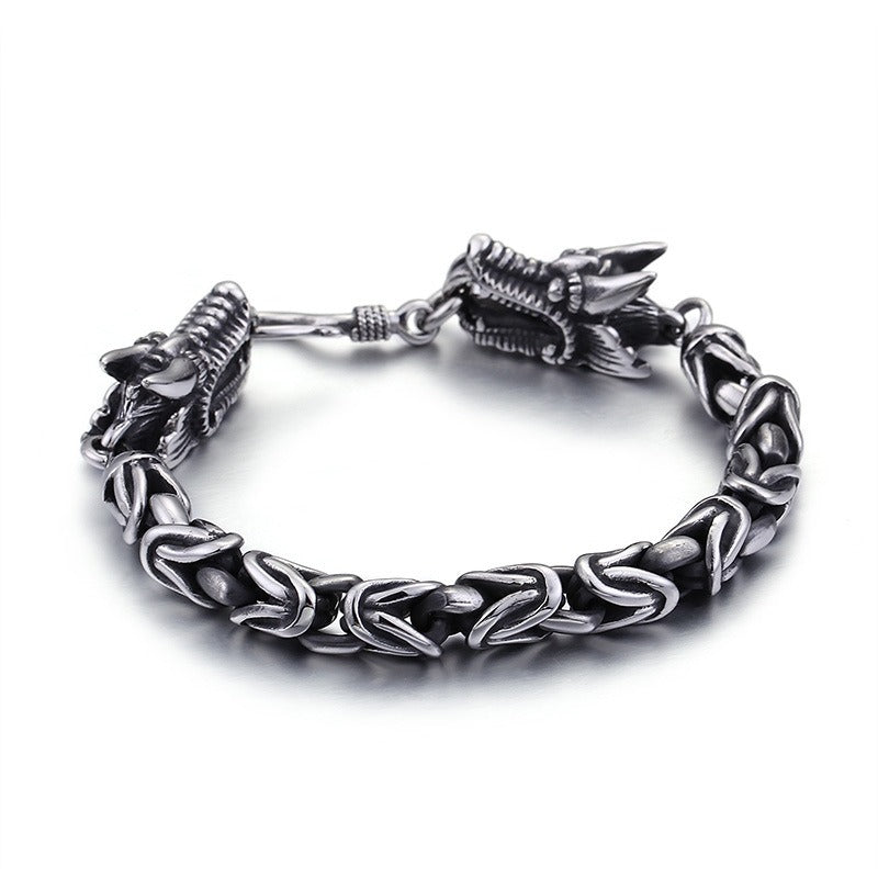 Kemstone Titanium Steel Dragon Head Hook Bracelet for Men KB76472-BD
