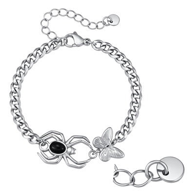 Kemstone Black Agate Spider Bracelet for Men Stainless Steel BR-3265