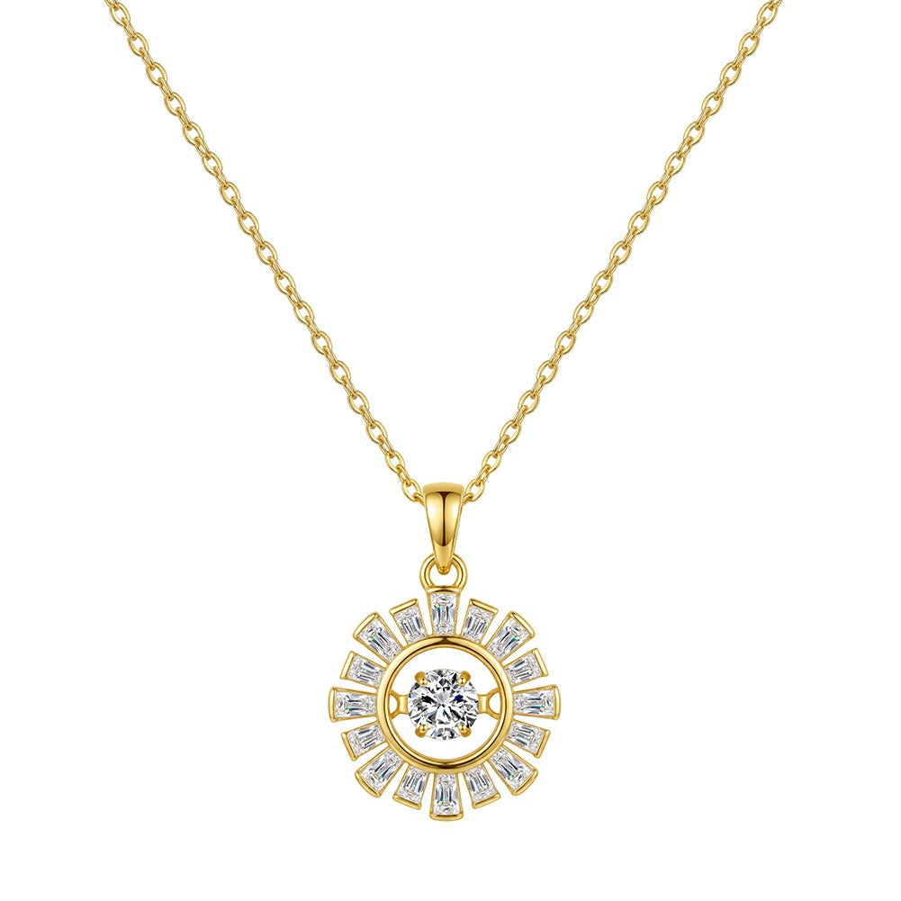 Kemston 0.3CT Sunburst Moissanite Necklace for Women 925 Sterling Silver SMON26