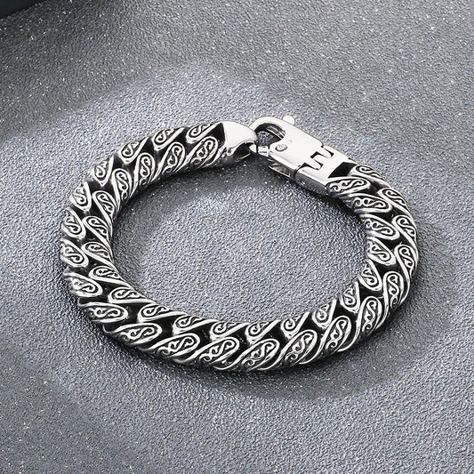 Kemstone Titanium Steel Cuban Link Bracelet for Men – Gold & Silver K-R781