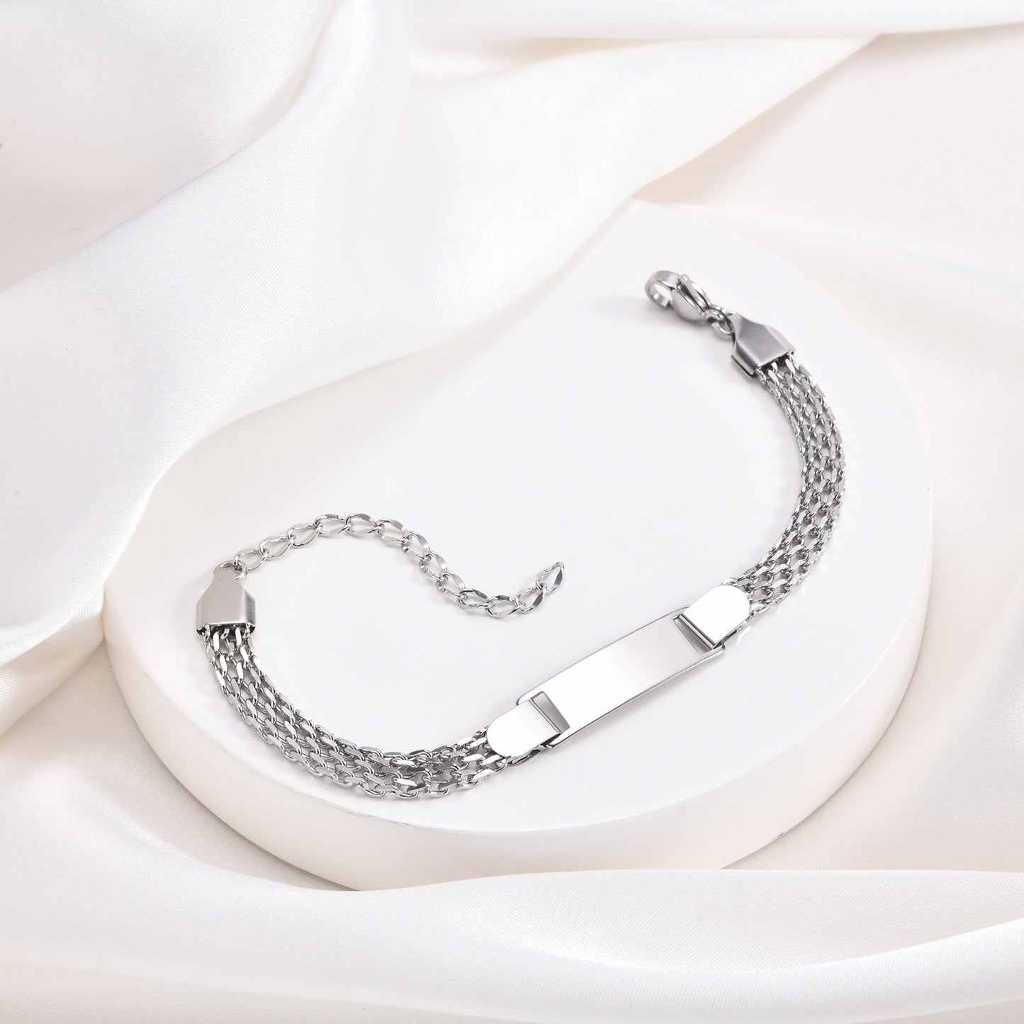 Pulsera de cadena de acero inoxidable personalizada para mujer - Grabable y elegante BR-1599