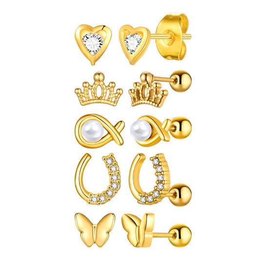 Elegancia sin esfuerzo: Aros dorados en forma de U de acero inoxidable hipoalergénico para mujer – Joyería minimalista atemporal ES-621