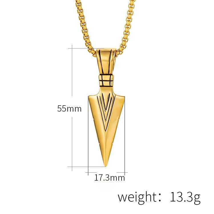 Kemstone Titanium Steel Spearhead Pendant Necklace for Men – Hip Hop Street Style K-PT198