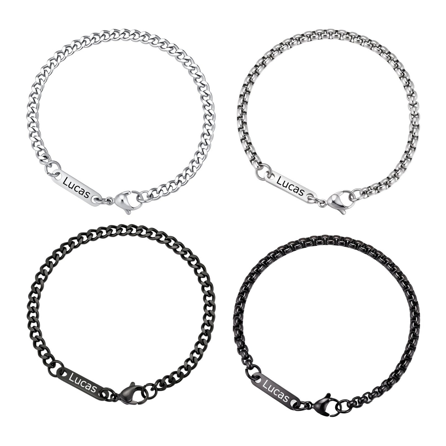 Kemstone Stainless Steel ID Curb Chain Bracelet for Men BR-3074