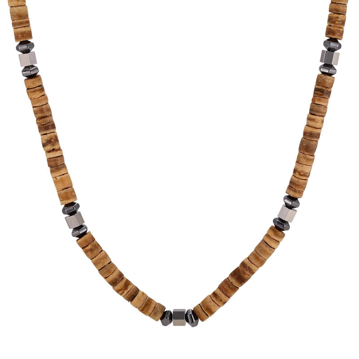 Kemstone Disc Bead Necklace for Men Geometric Accents NC3016