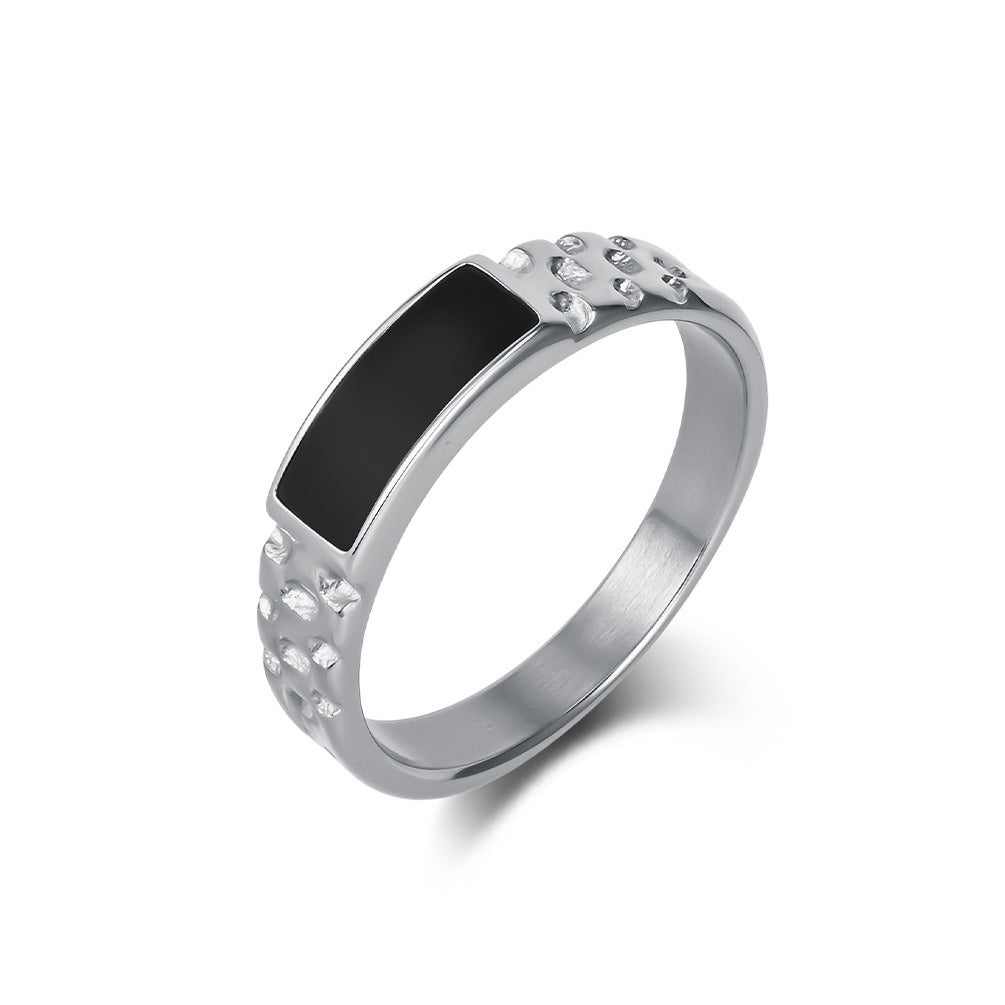 Kemstone Stainless Steel Ring with Dark Center for Men & Women K-R1040