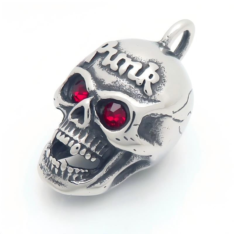Kemstone Red Eye Detail Skull Pendant Necklace for Men Stainless Steel Gothic Punk KP117954-KJX