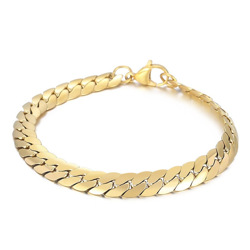 Kemstone Men's Stainless Steel Flat NK Chain Bracelet - Modern Minimalist Unisex Jewelry for Daily Wear & Gift KB138281-Z