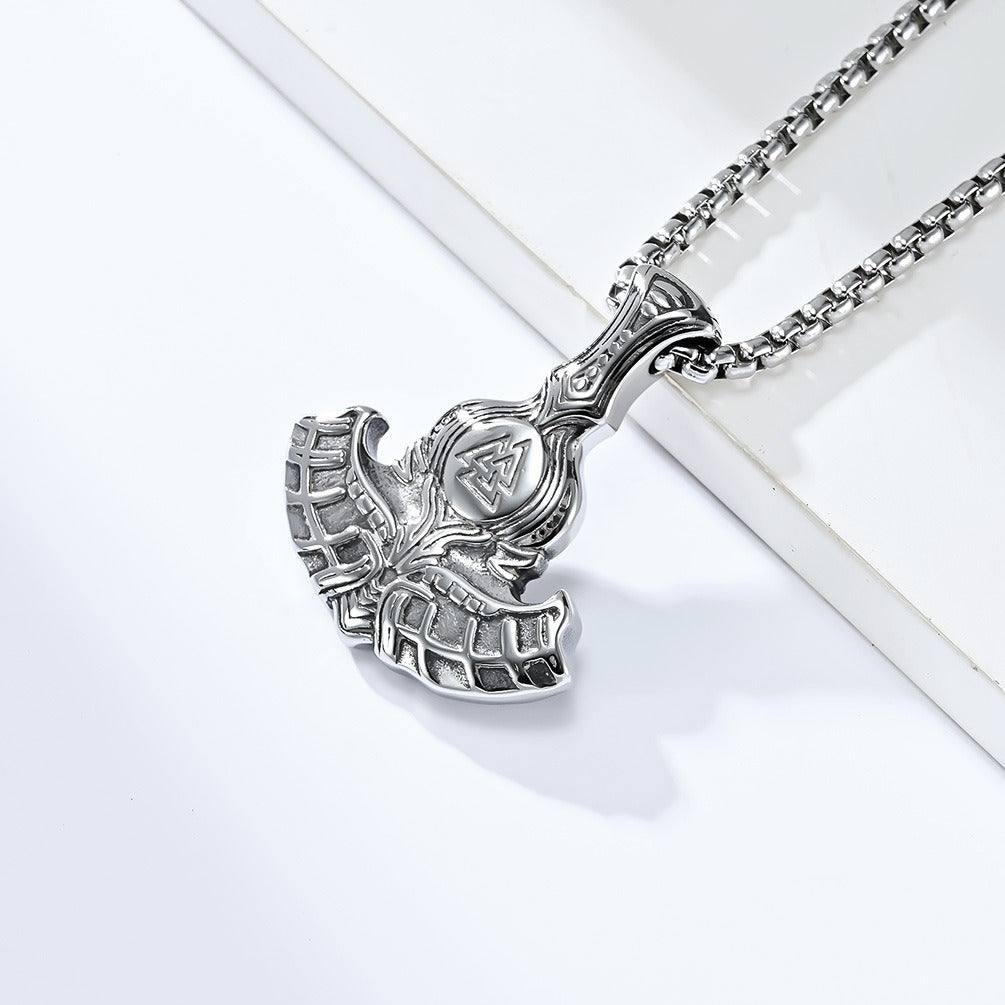 Kemstone Viking Axe Pendant Necklace for Men Stainless Steel Nordic Style K-PT466