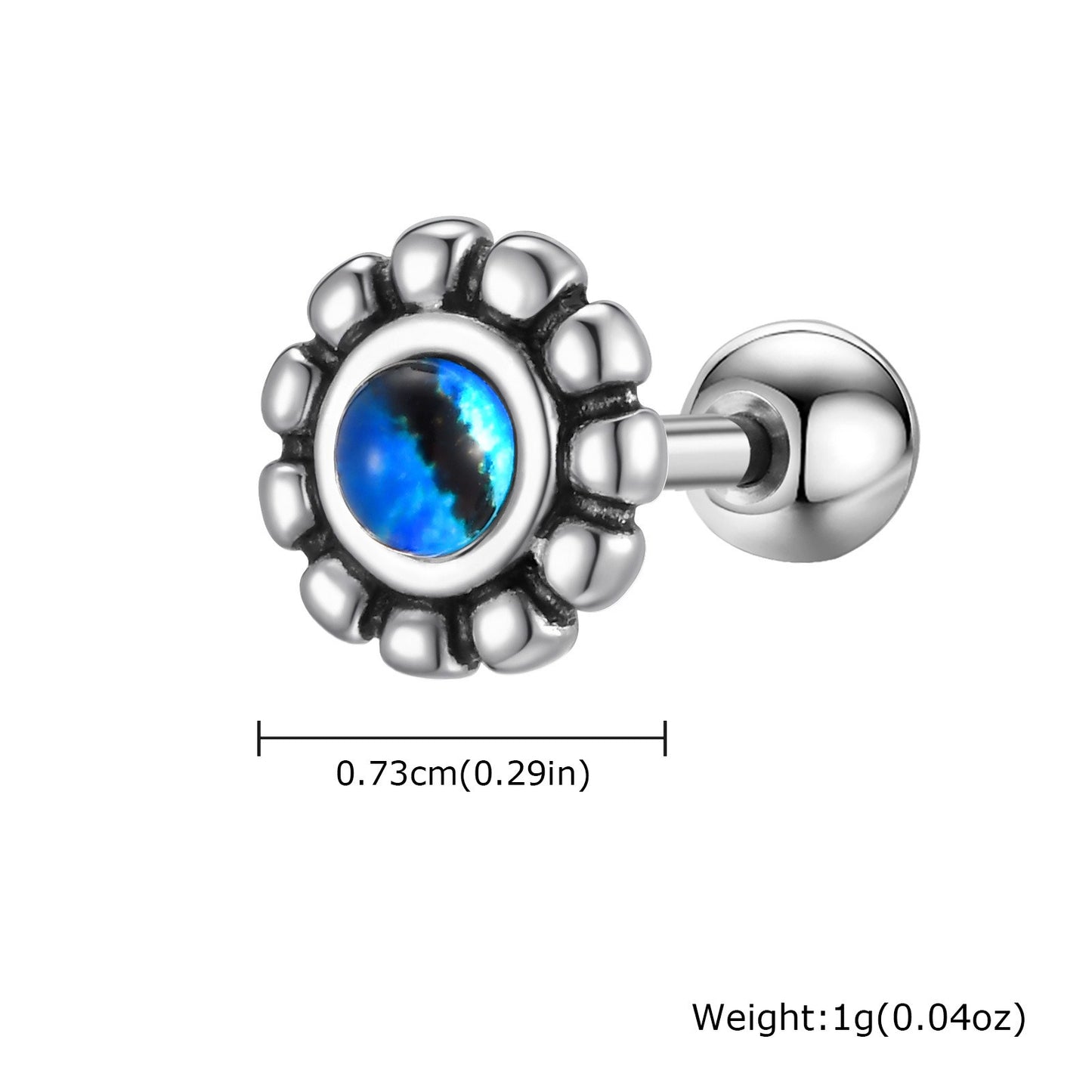 Kemstone Stainless Steel Symbolic Resin Demon's Eye Stud Earrings for Men – Silver ES-749