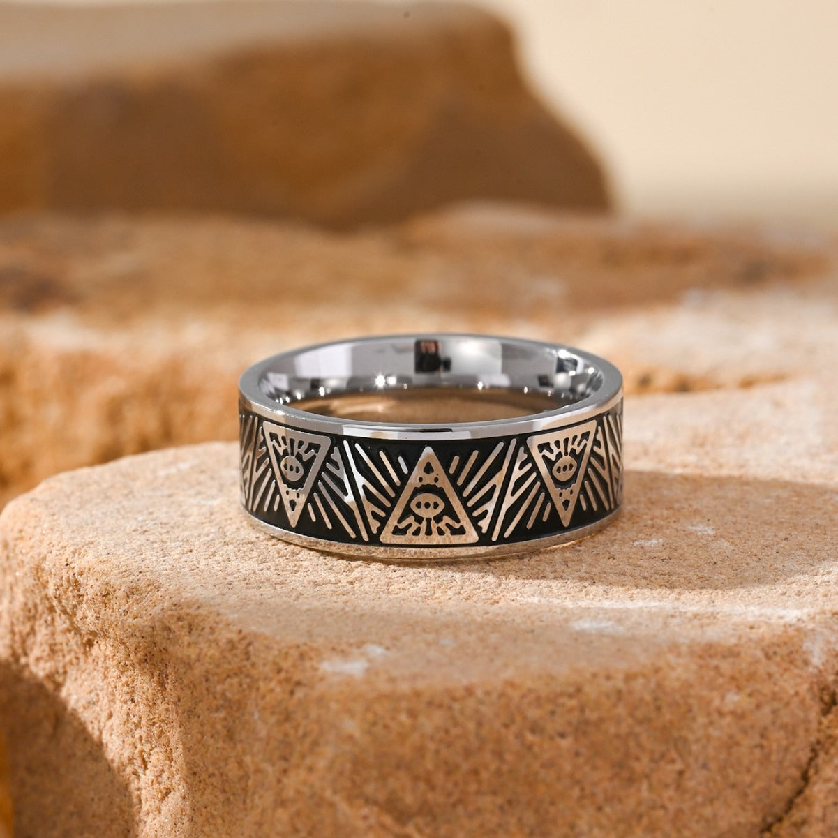 Kemstone Stainless Steel Graphic Pattern Ring for Men TR0435