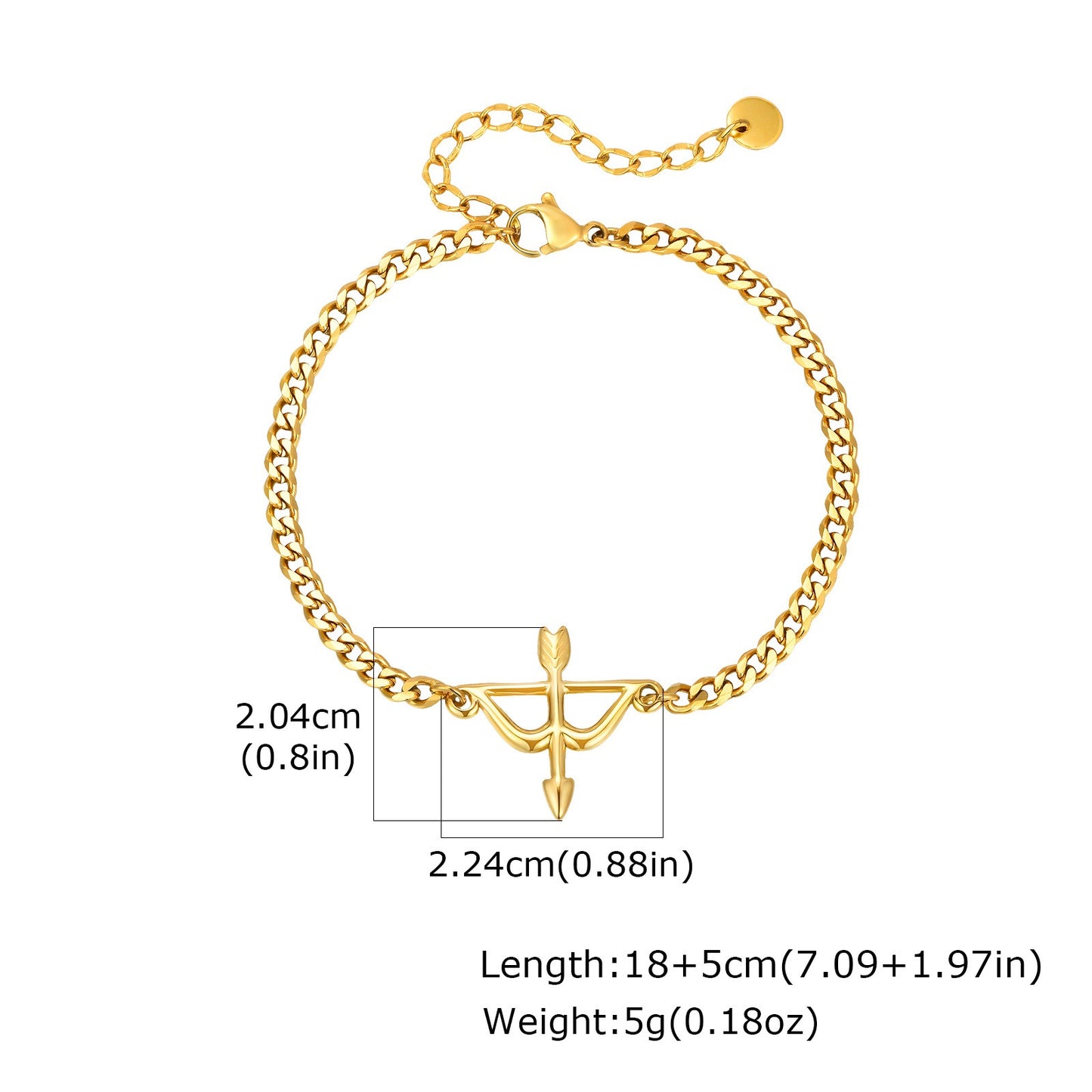 Kemstone Archer Bracelet – Stainless Steel Bow & Arrow Chain Jewelry for Men & Women BR-2621